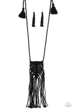 Load image into Gallery viewer, Macrame Mantra Necklace - Black