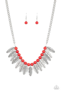 Desert Plumes Necklace - Red