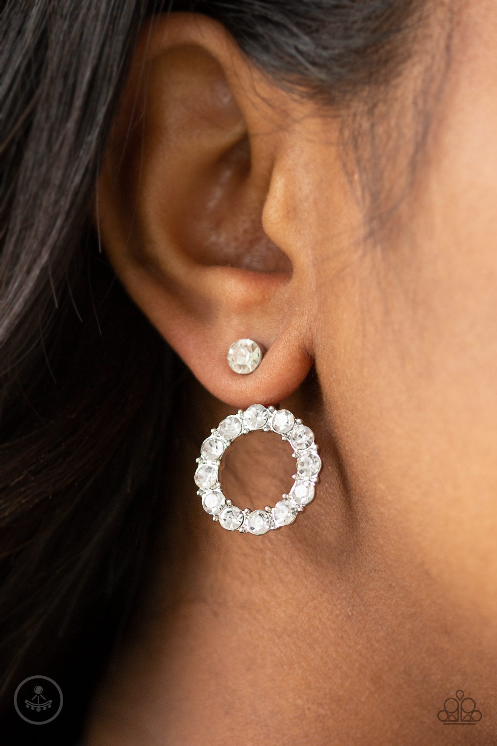 Diamond Halo Earrings - White