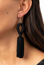 Load image into Gallery viewer, Tassels and Tiaras Earrings - Black
