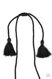 Macrame Mantra Necklace - Black