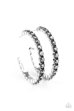 Load image into Gallery viewer, Rhinestone Studded Sass Hoop Earrings - Silver
