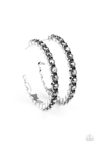 Rhinestone Studded Sass Hoop Earrings - Silver