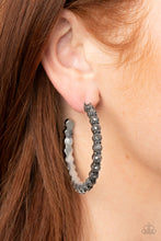 Load image into Gallery viewer, Rhinestone Studded Sass Hoop Earrings - Silver
