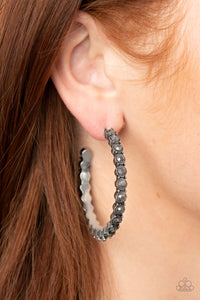 Rhinestone Studded Sass Hoop Earrings - Silver