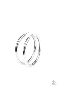 Curve Ball Hoop Earrings - Silver