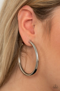 Curve Ball Hoop Earrings - Silver
