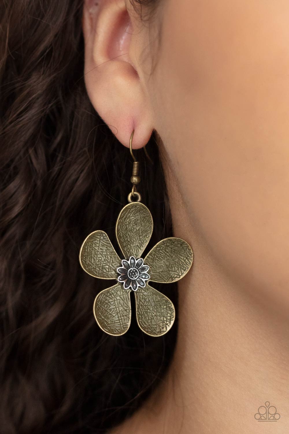 Fresh Florals Earrings- Brass