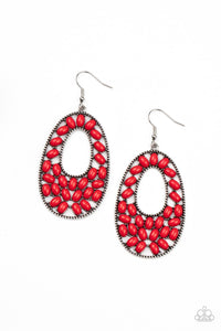 Beaded Shores Earrings - Red