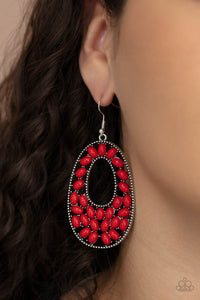 Beaded Shores Earrings - Red