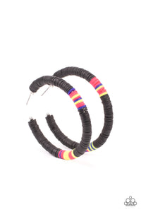 Colorfully Contagious Hoop Earrings - Black