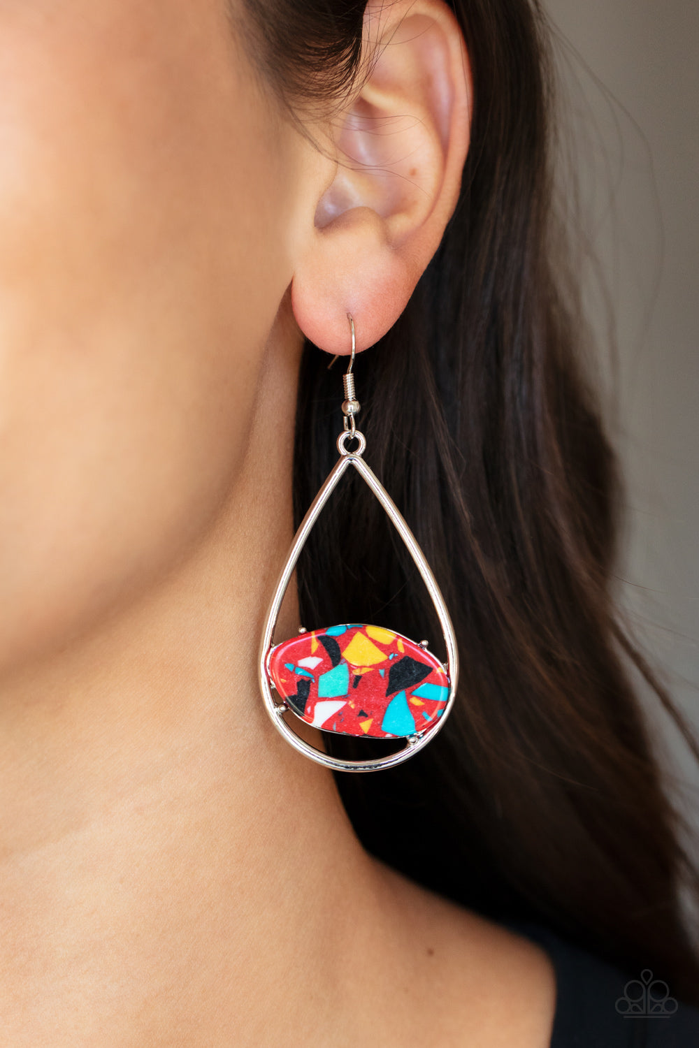 Tropical Terrazzo Earrings - Red