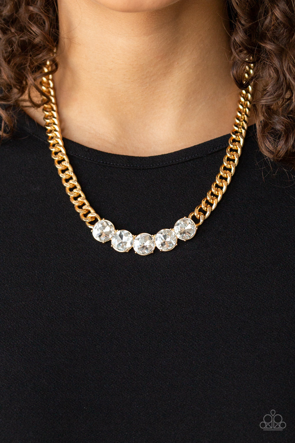 Rhinestone Renegade Necklace - Gold