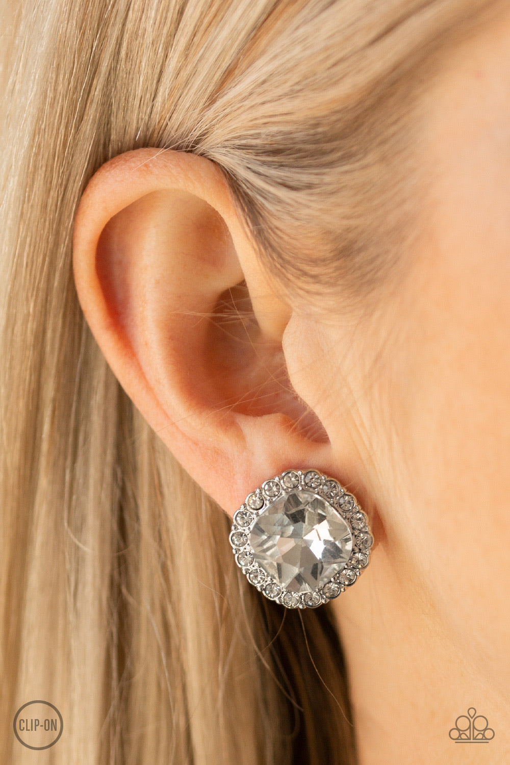 Diamond Duchess Clip-On Earrings  - White