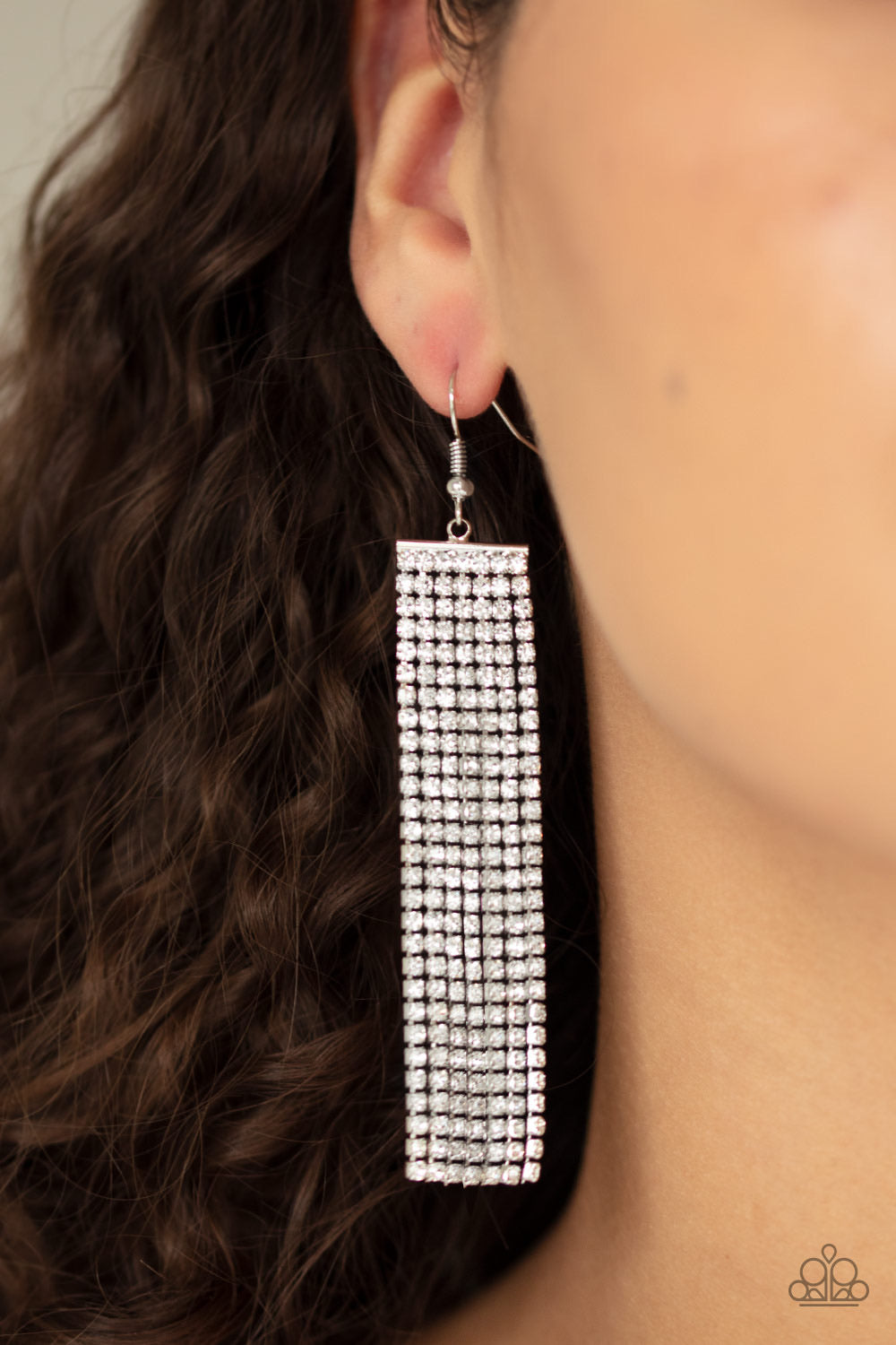 Top-Down Shimmer Earrings - White