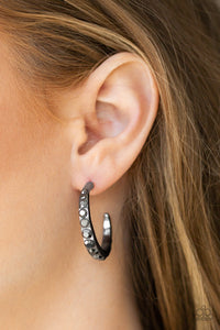 Welcome To Glam Town Hoop Earrings - Black